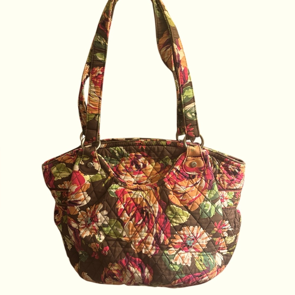 Vera Bradley Floral Quilted Shoulder Bag - English Rose- excellent condition.